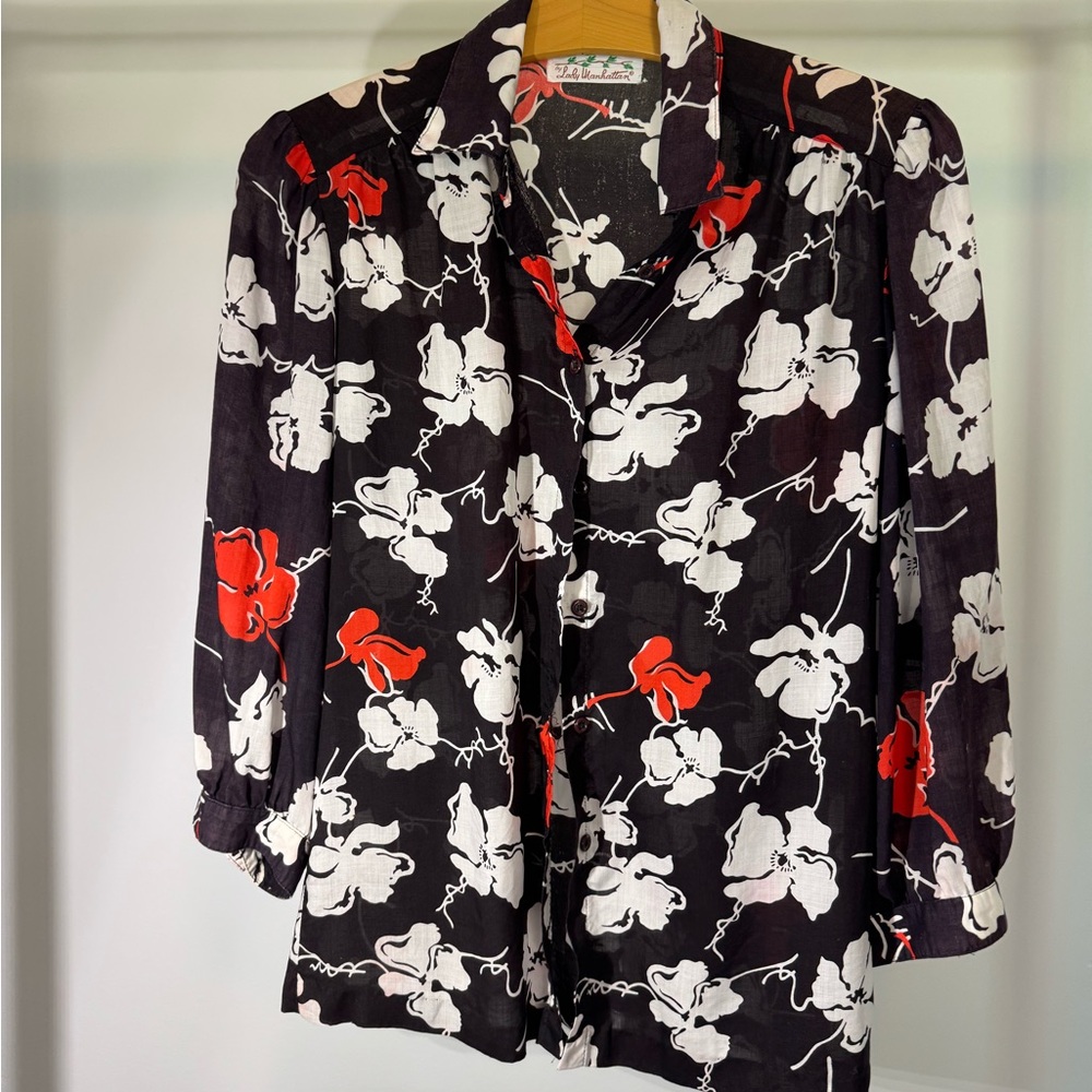 VINTAGE Lady Manhattan Floral Blouse